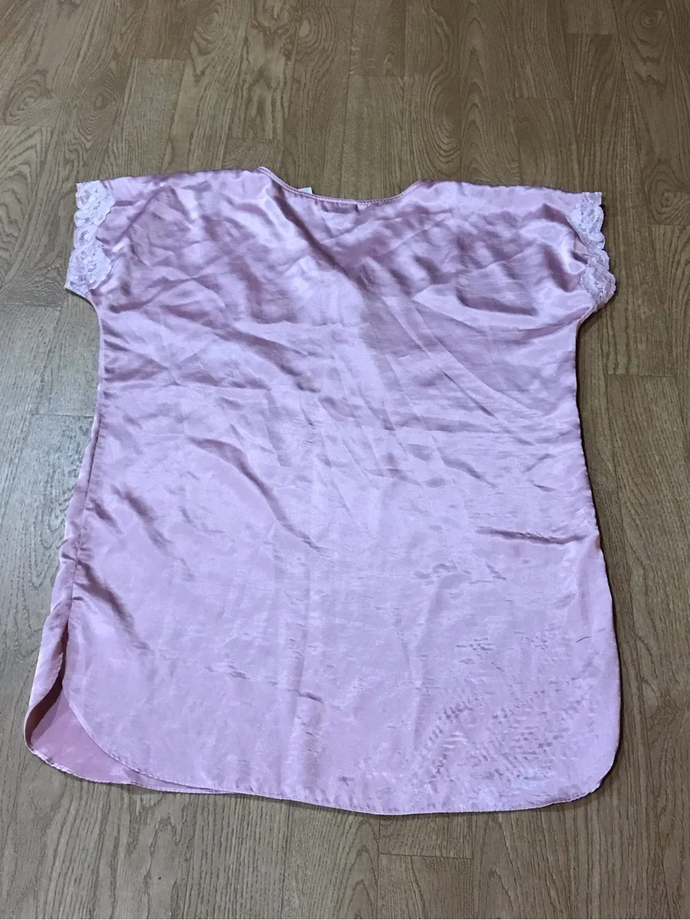 Vintage Victoria's Secret Pink Satin lace Sleep Chemise Nightgown size M/L